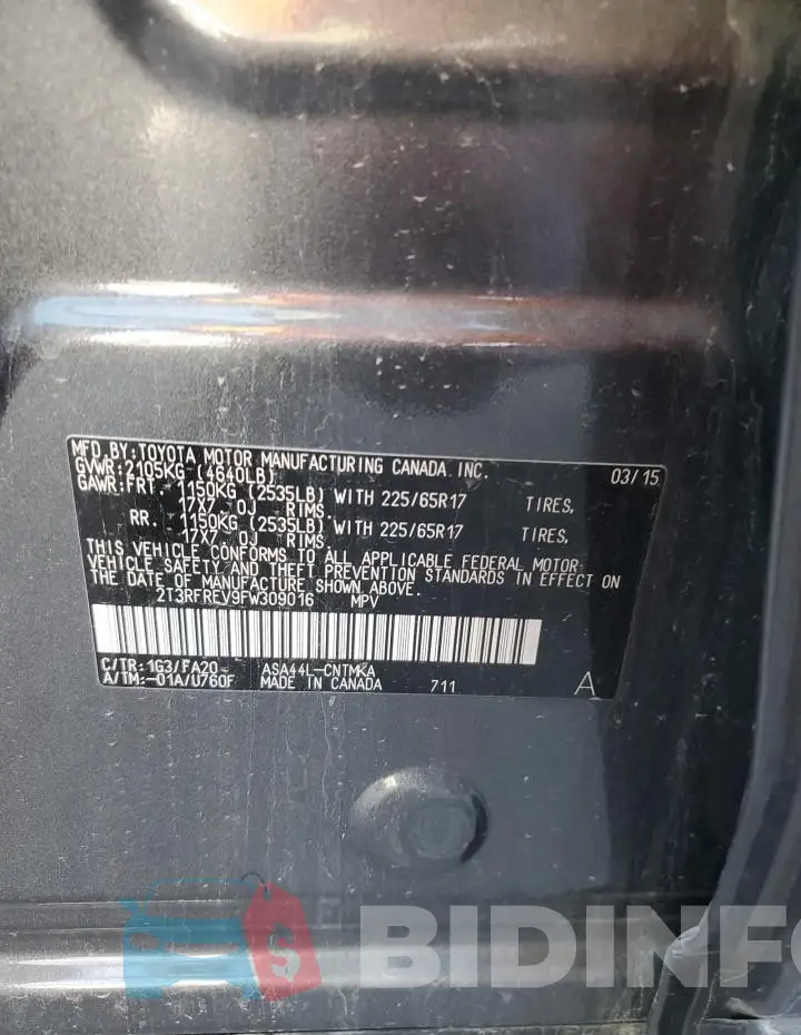 2T3RFREV9FW309016 Photo# 13