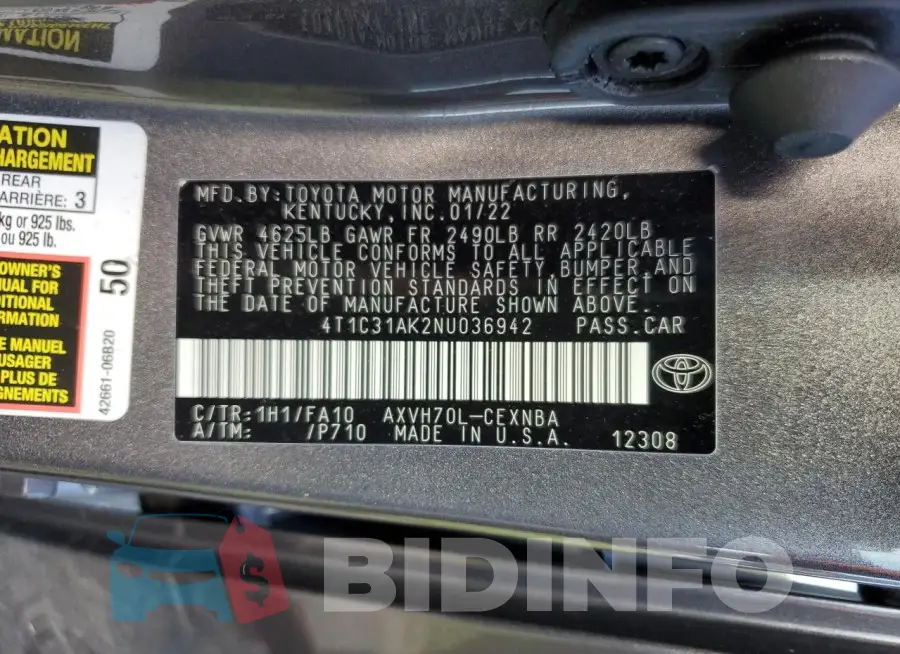 4T1C31AK2NU036942 Photo# 13