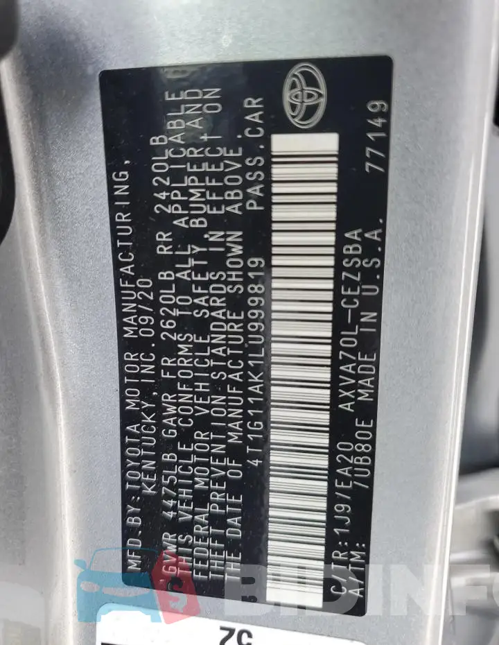 4T1G11AK1LU999819 Photo# 12
