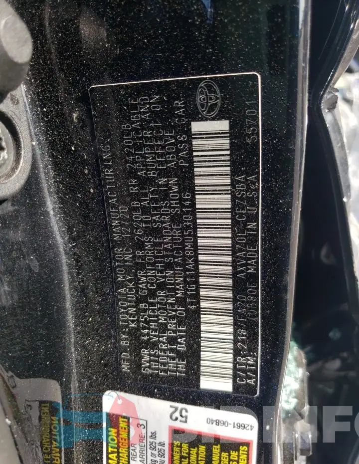 4T1G11AK8MU530146 Photo# 12