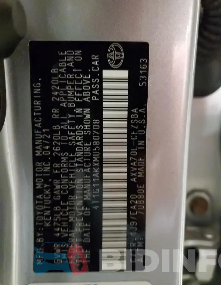 4T1G11AKXMU580708 Photo# 13