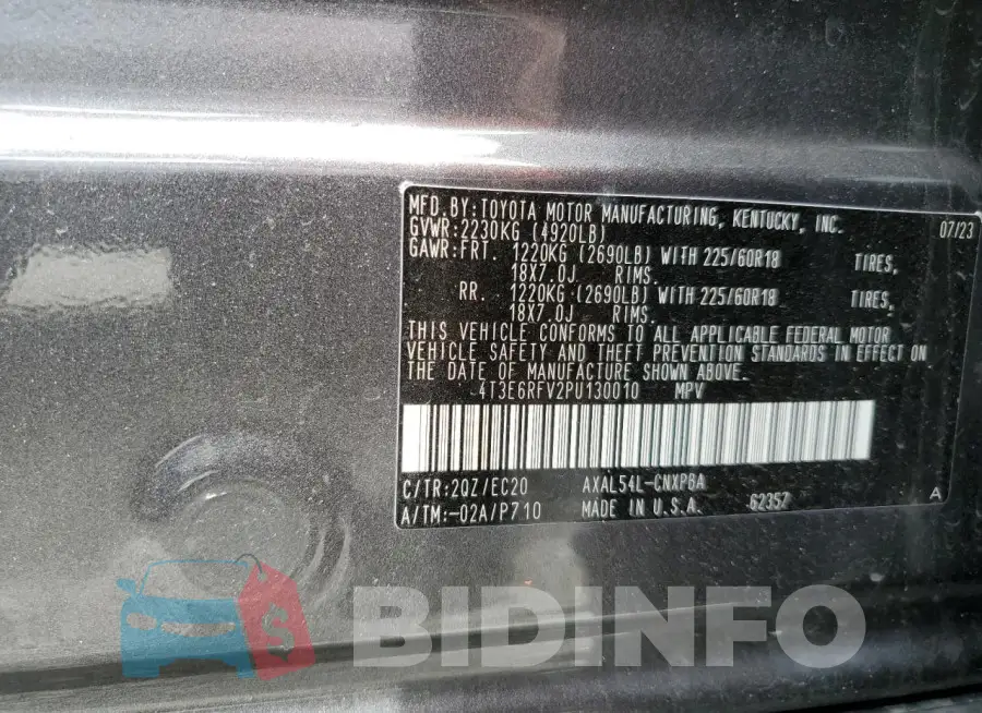 4T3E6RFV2PU130010 Photo# 14