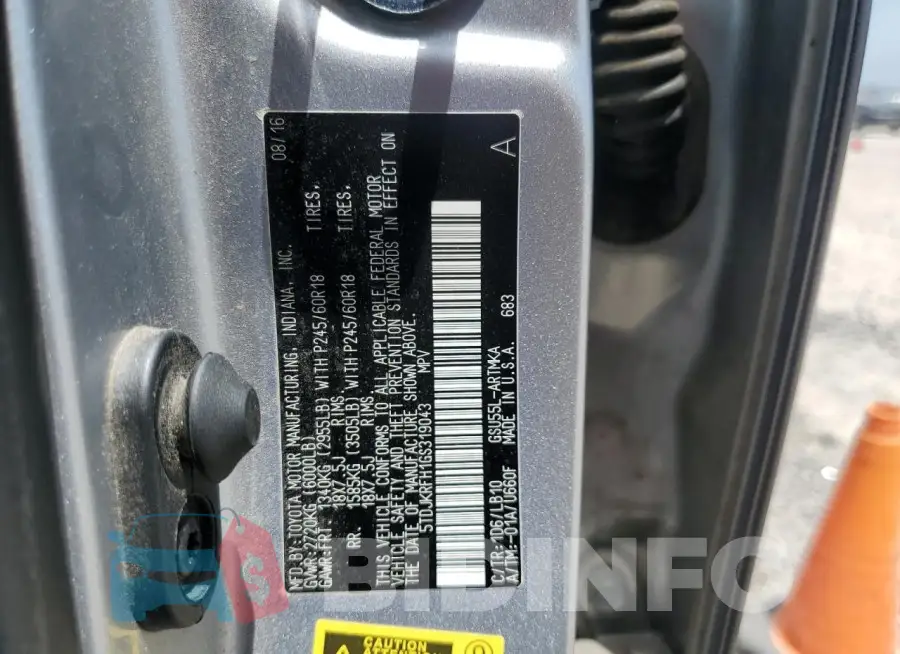 5TDJKRFH1GS319043 Photo# 13
