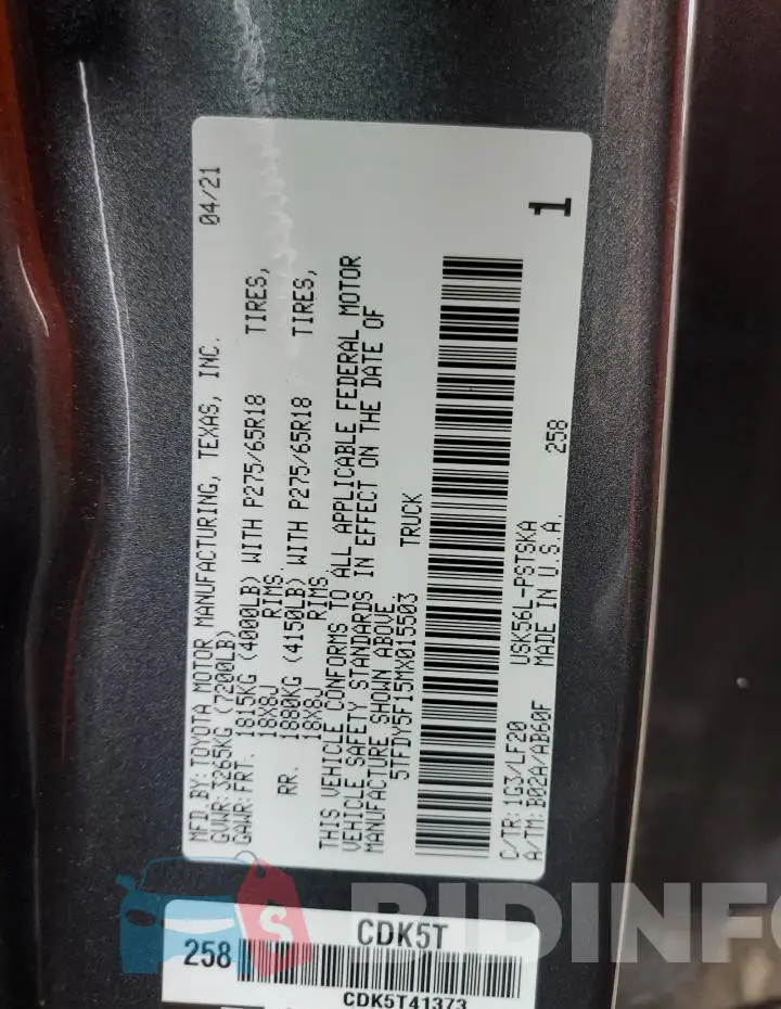 5TFDY5F15MX015503 Photo# 12
