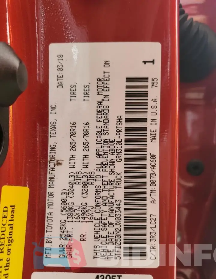 5TFDZ5BN2JX033443 Photo# 13