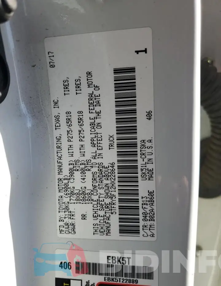 5TFRY5F12HX228646 Photo# 13