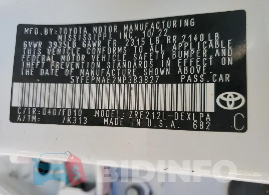 5YFEPMAE2NP383827 Photo# 13