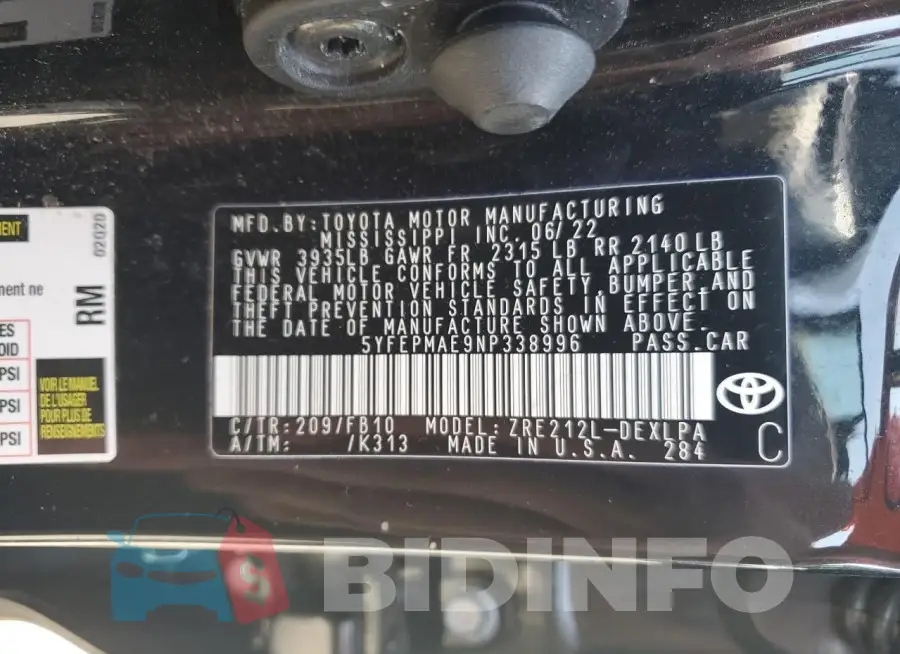 5YFEPMAE9NP338996 Photo# 12
