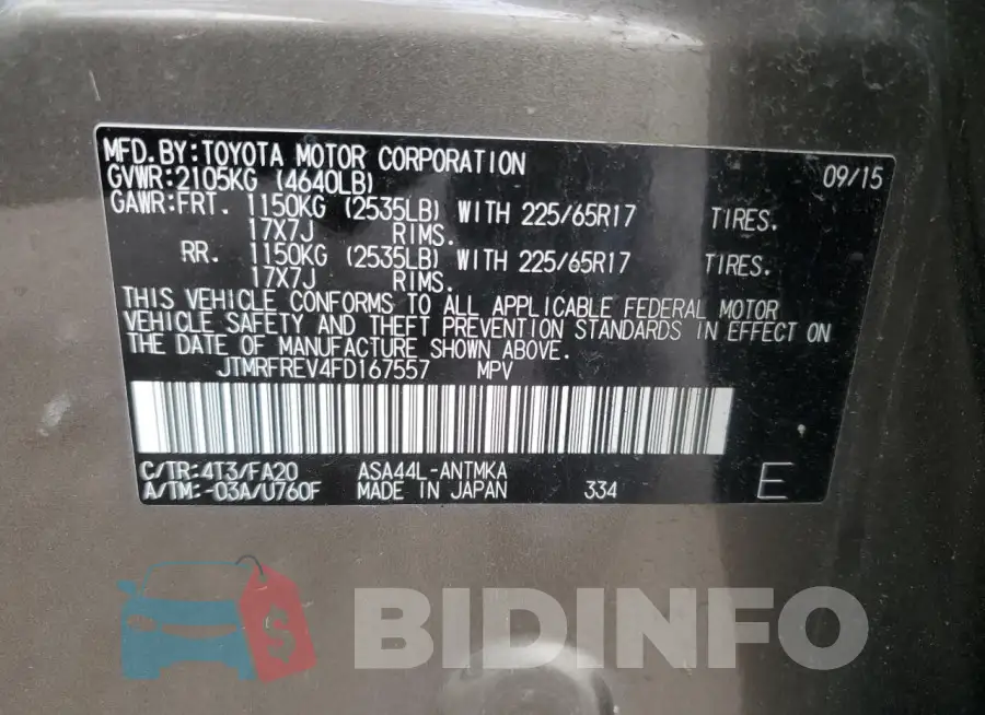 JTMRFREV4FD167557 Photo# 13