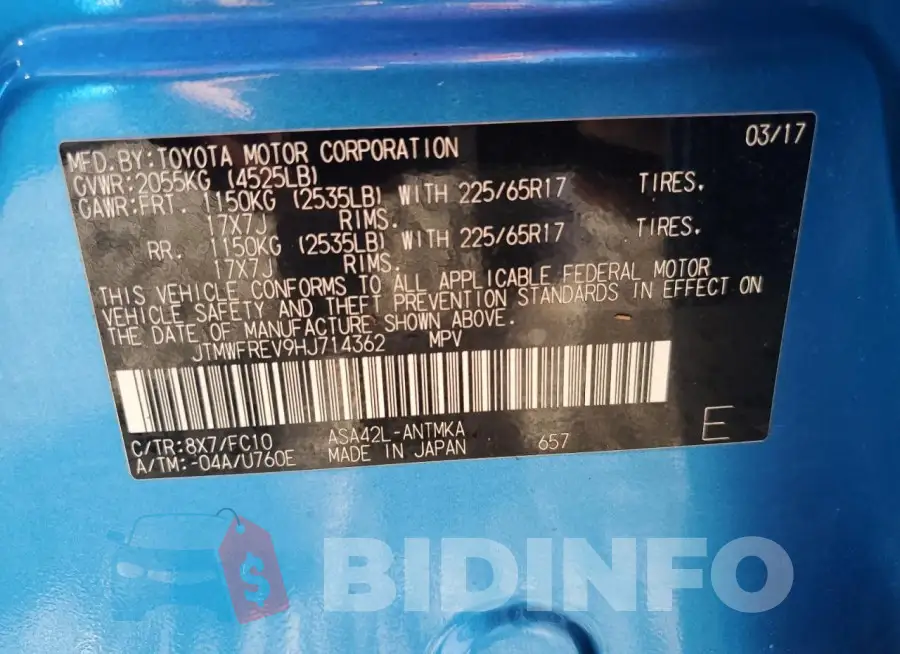 JTMWFREV9HJ714362 Photo# 14