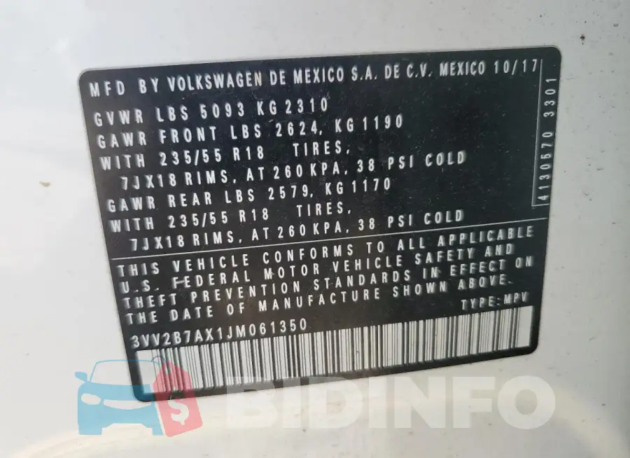 3VV2B7AX1JM061350 Photo# 13