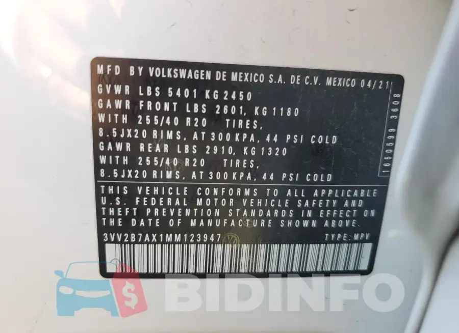 3VV2B7AX1MM123947 Photo# 13