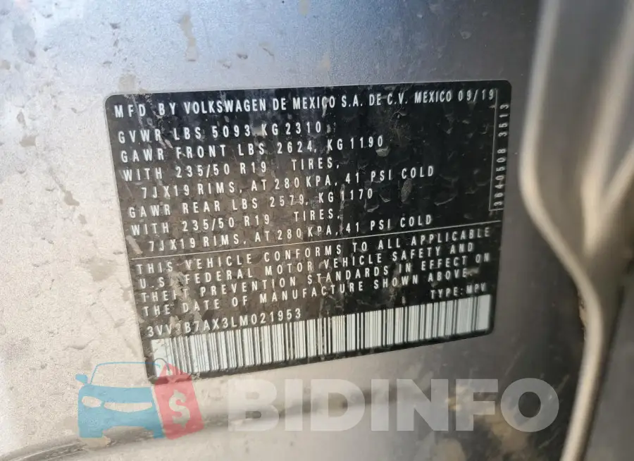 3VV2B7AX3LM021953 Photo# 12