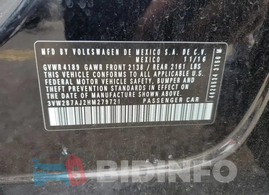 3VW2B7AJ2HM279721 Photo# 12
