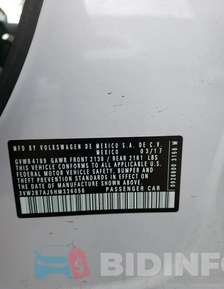 3VW2B7AJ5HM336056 Photo# 12