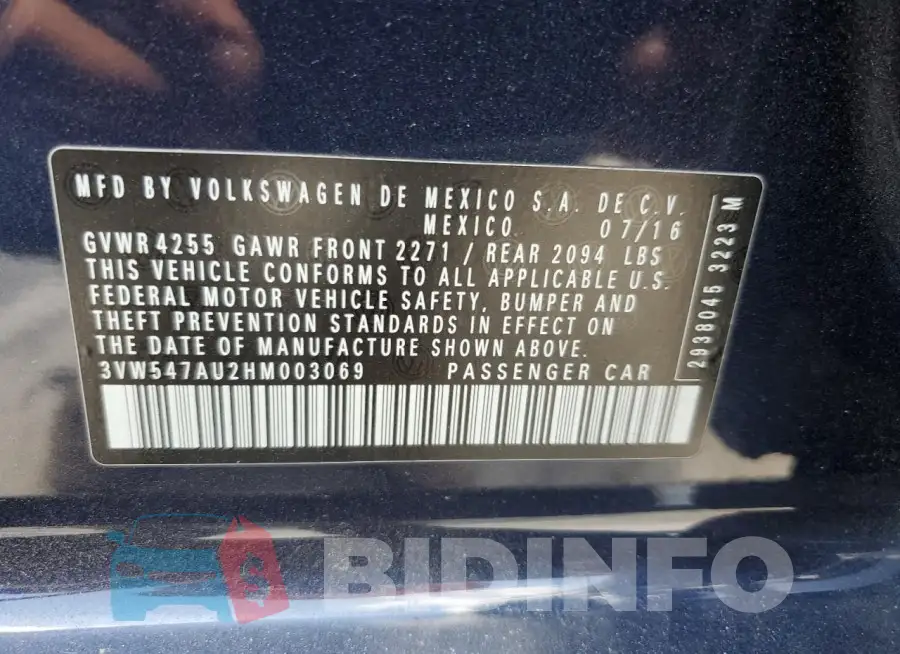3VW547AU2HM003069 Photo# 12