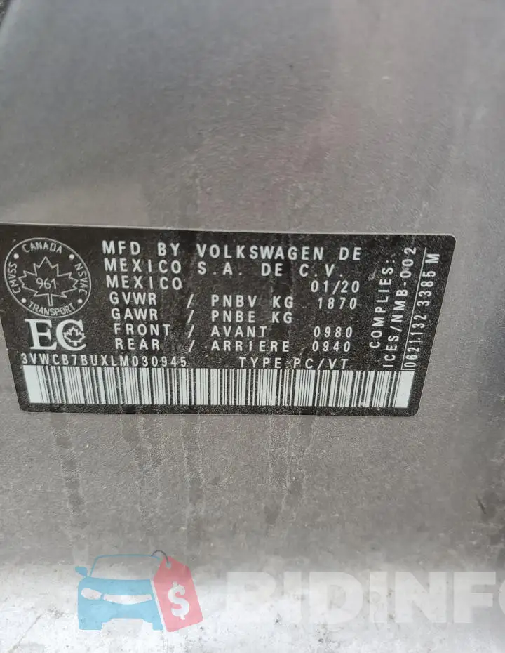 3VWCB7BUXLM030945 Photo# 12