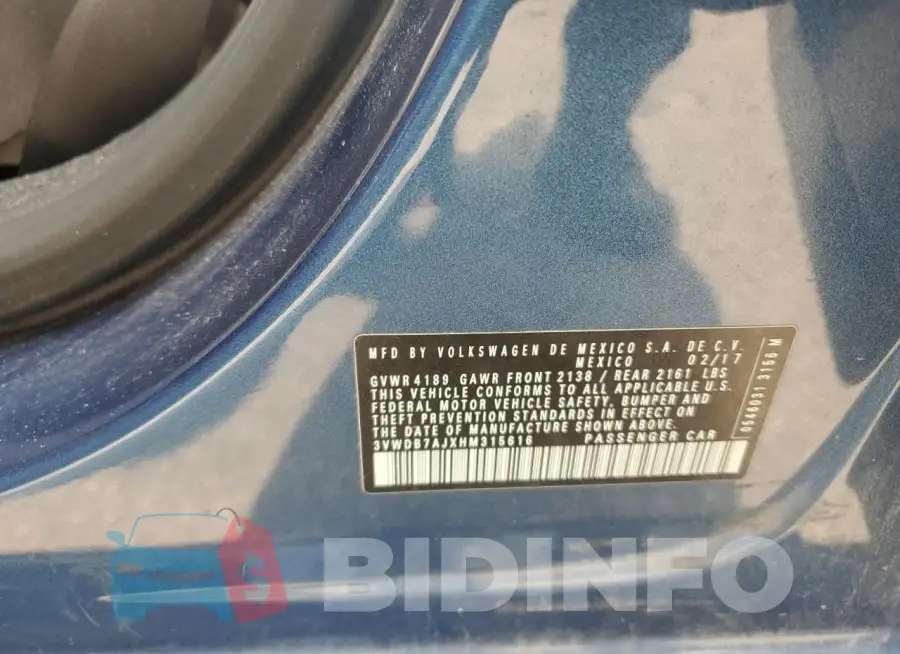 3VWDB7AJXHM315616 Photo# 12