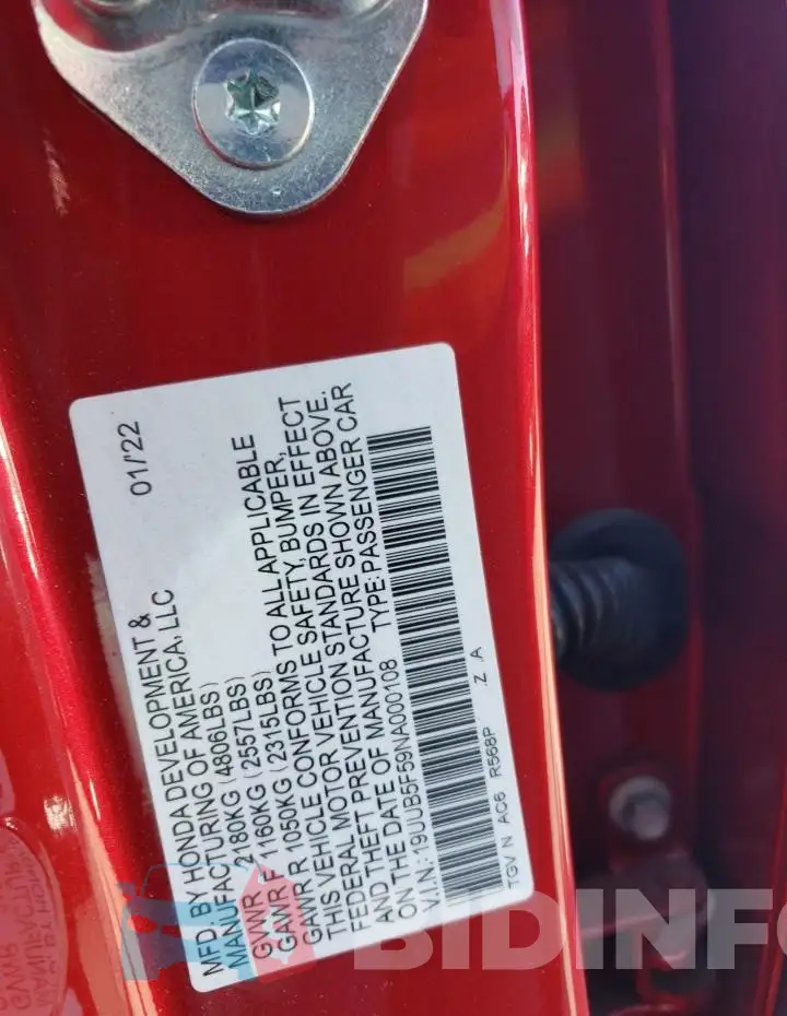 19UUB5F59NA000108 Photo# 12