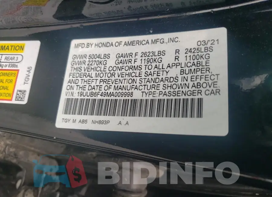 19UUB6F49MA009998 Photo# 12