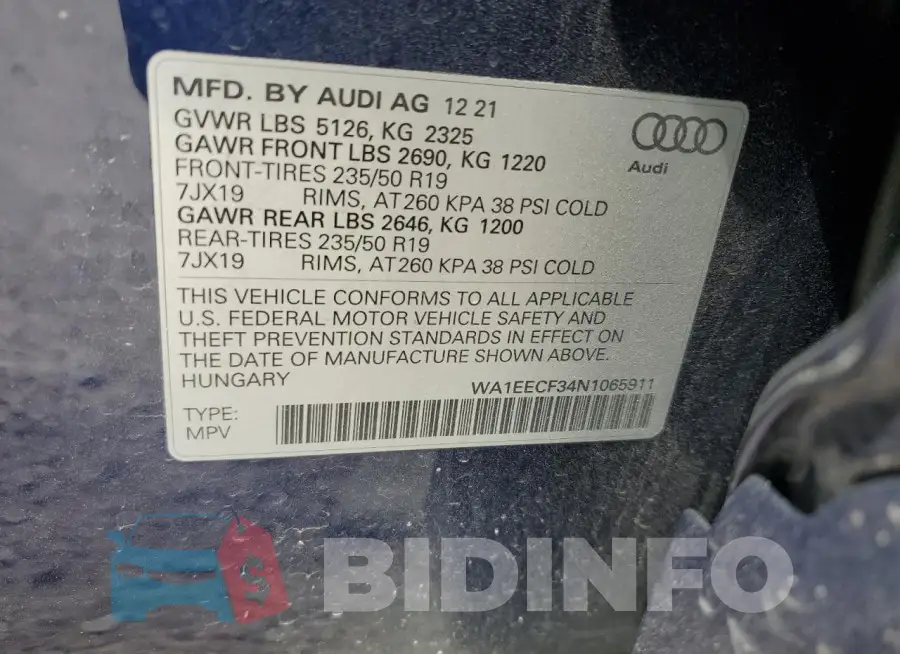 WA1EECF34N1065911 Photo# 13