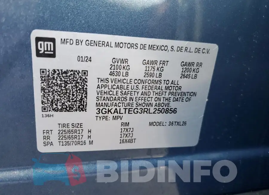 3GKALTEG3RL250856 Photo# 14