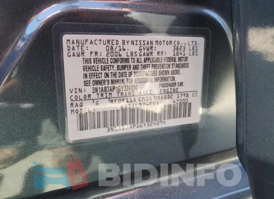 3N1AB7AP1GY324094 Photo# 12