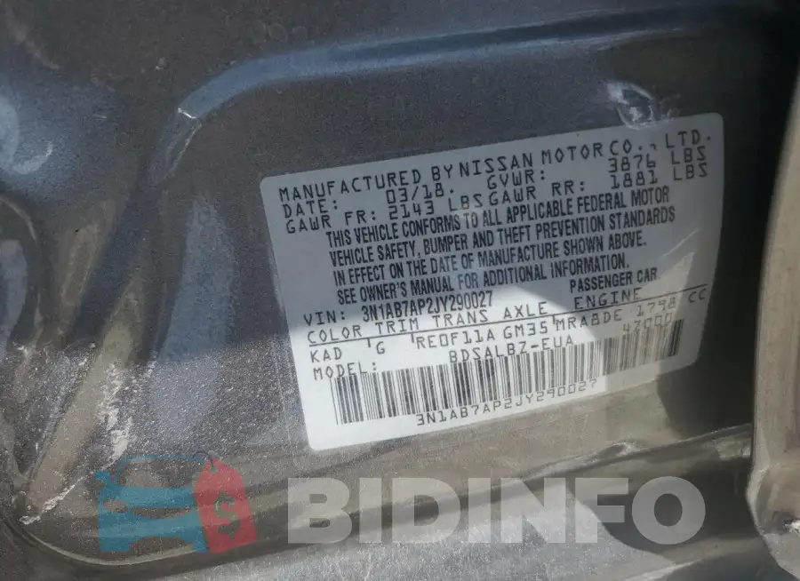 3N1AB7AP2JY290027 Photo# 12
