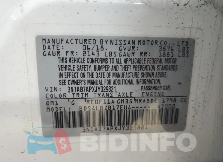 3N1AB7APXJY329821 Photo# 12