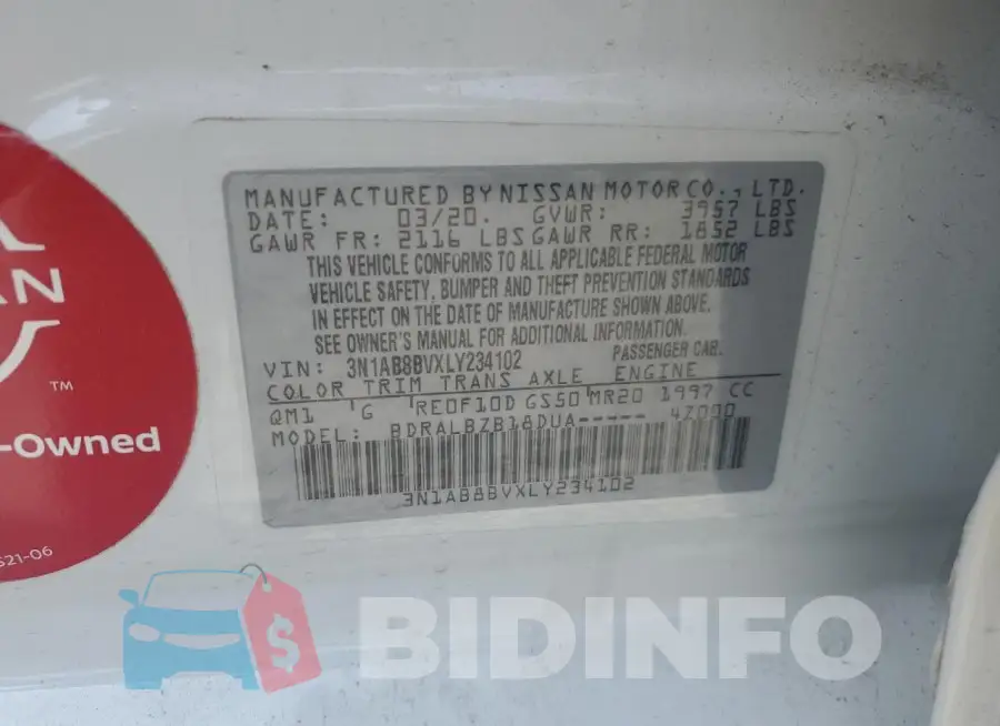 3N1AB8BVXLY234102 Photo# 12