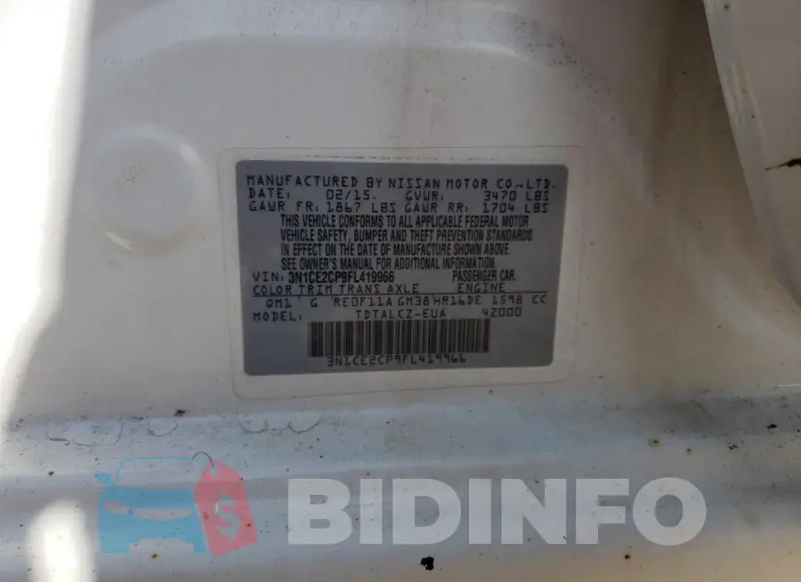 3N1CE2CP9FL419966 Photo# 12