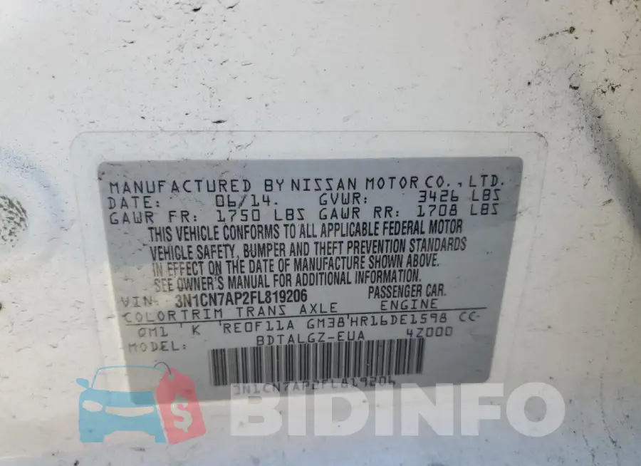 3N1CN7AP2FL819206 Photo# 12