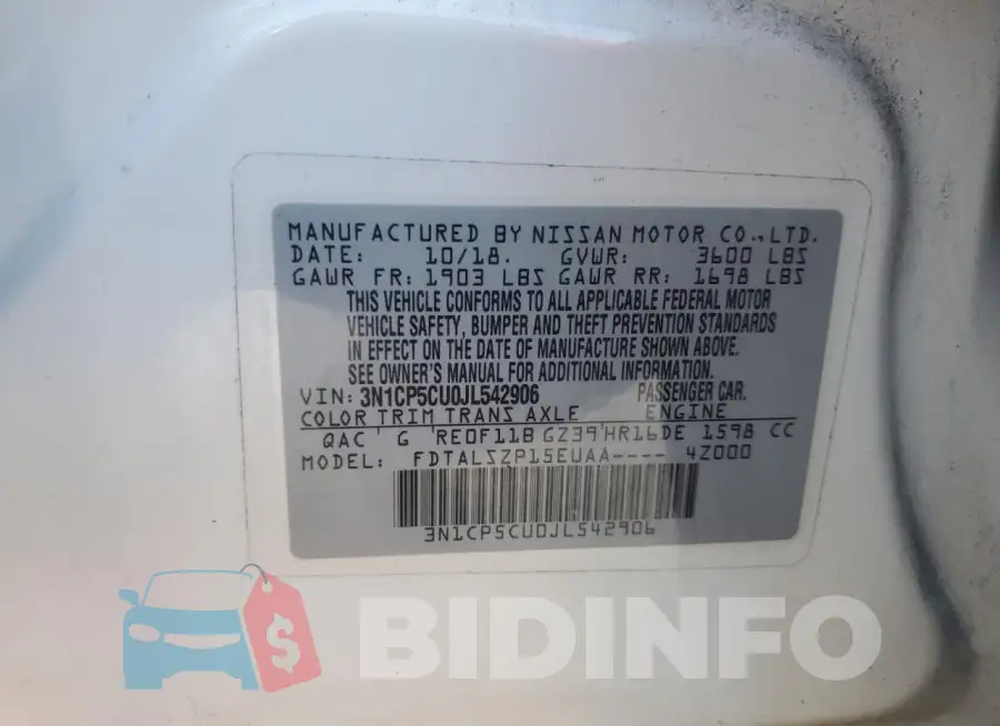 3N1CP5CU0JL542906 Photo# 14