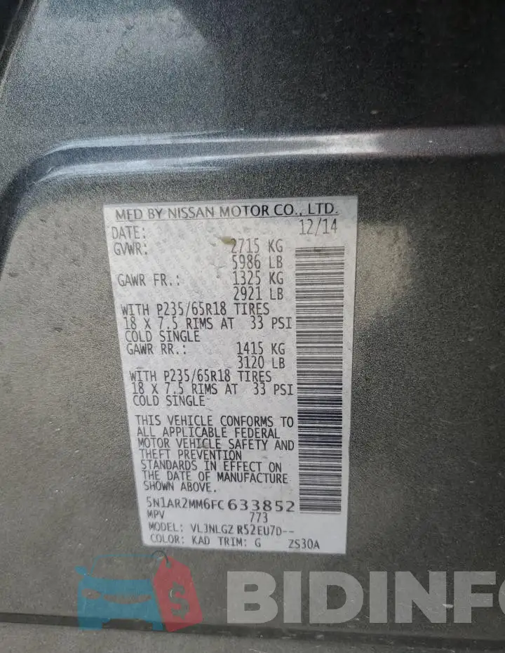 5N1AR2MM6FC633852 Photo# 13