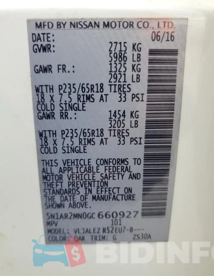 5N1AR2MN0GC660927 Photo# 14