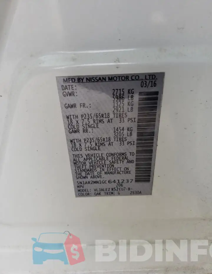 5N1AR2MN1GC641237 Photo# 13