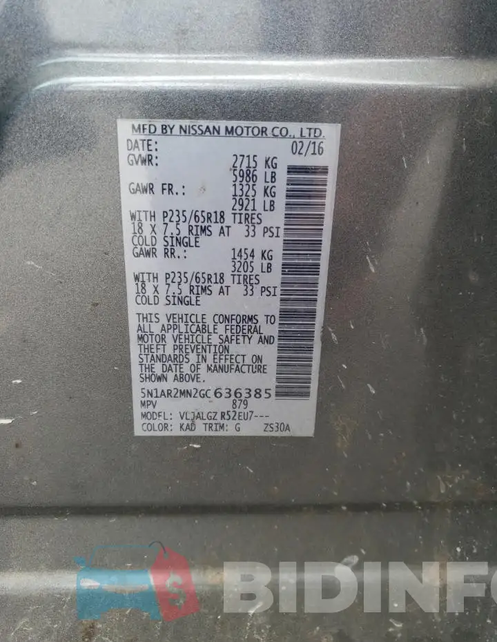 5N1AR2MN2GC636385 Photo# 12