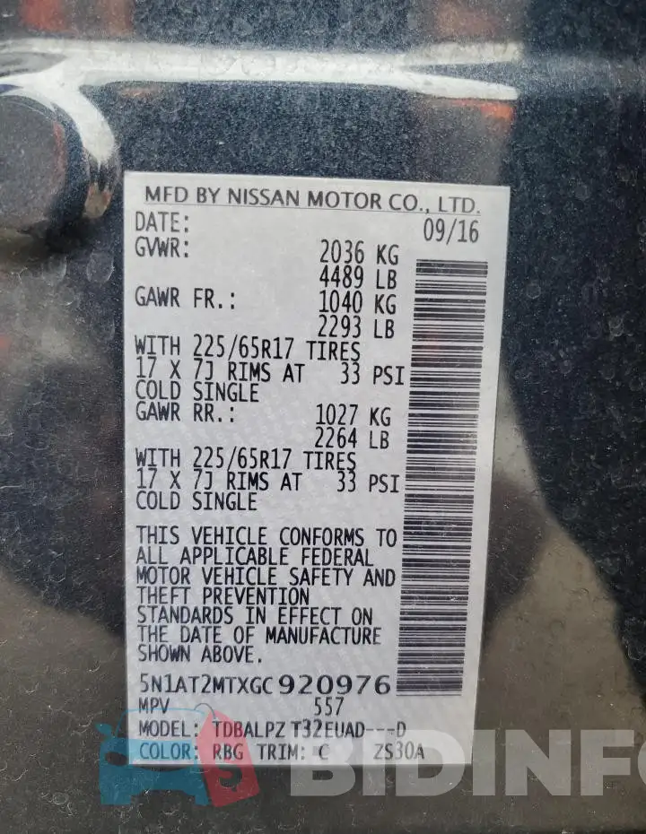 5N1AT2MTXGC920976 Photo# 14