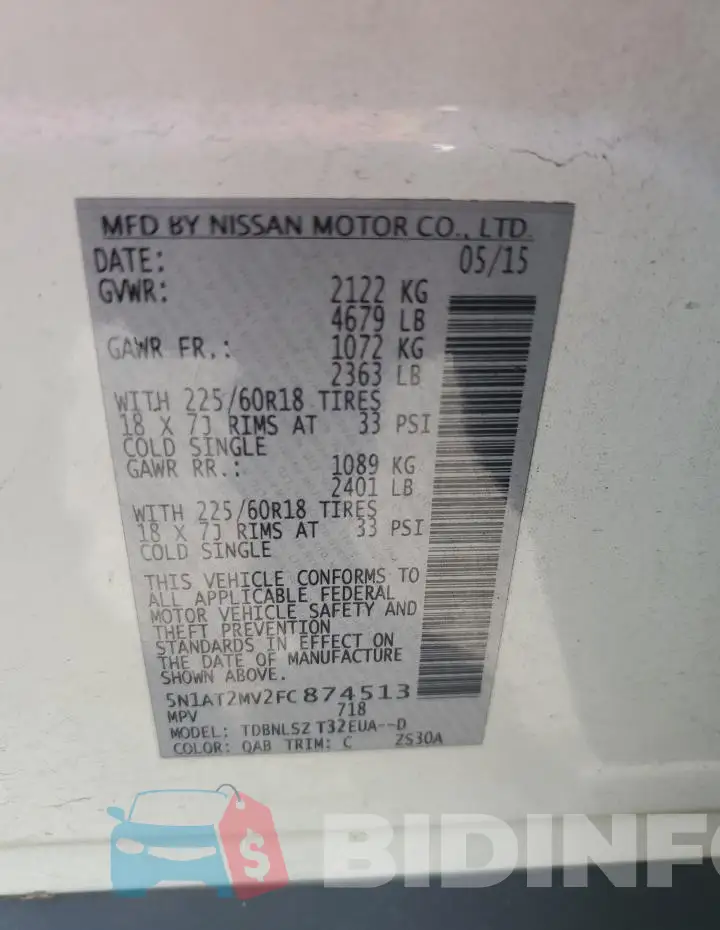 5N1AT2MV2FC874513 Photo# 13