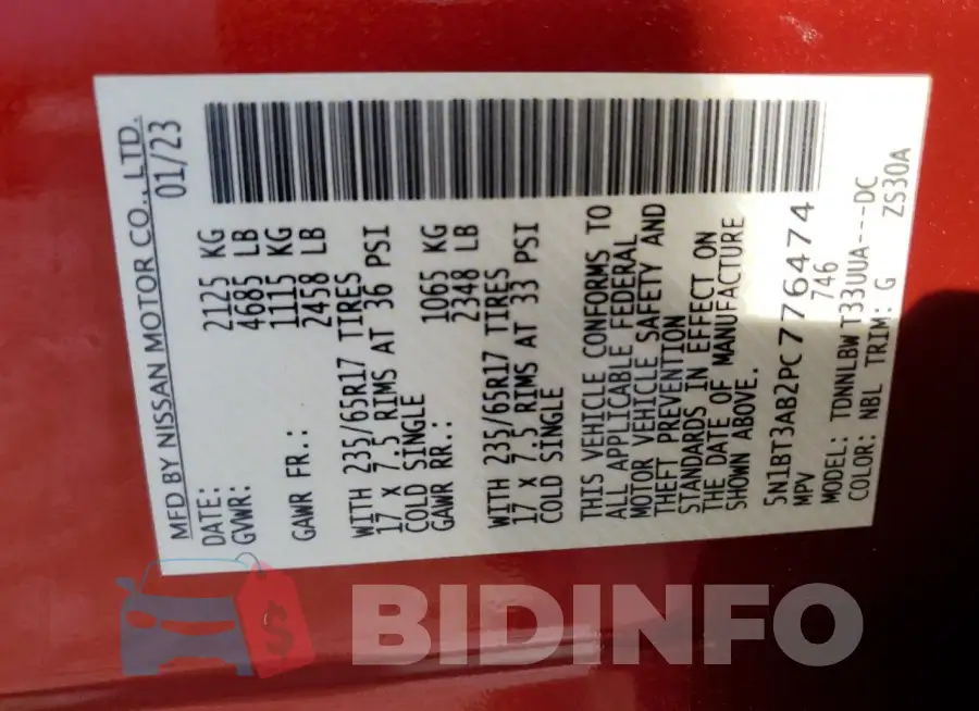 5N1BT3AB2PC776474 Photo# 14