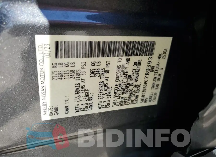5N1BT3BB3PC789393 Photo# 13