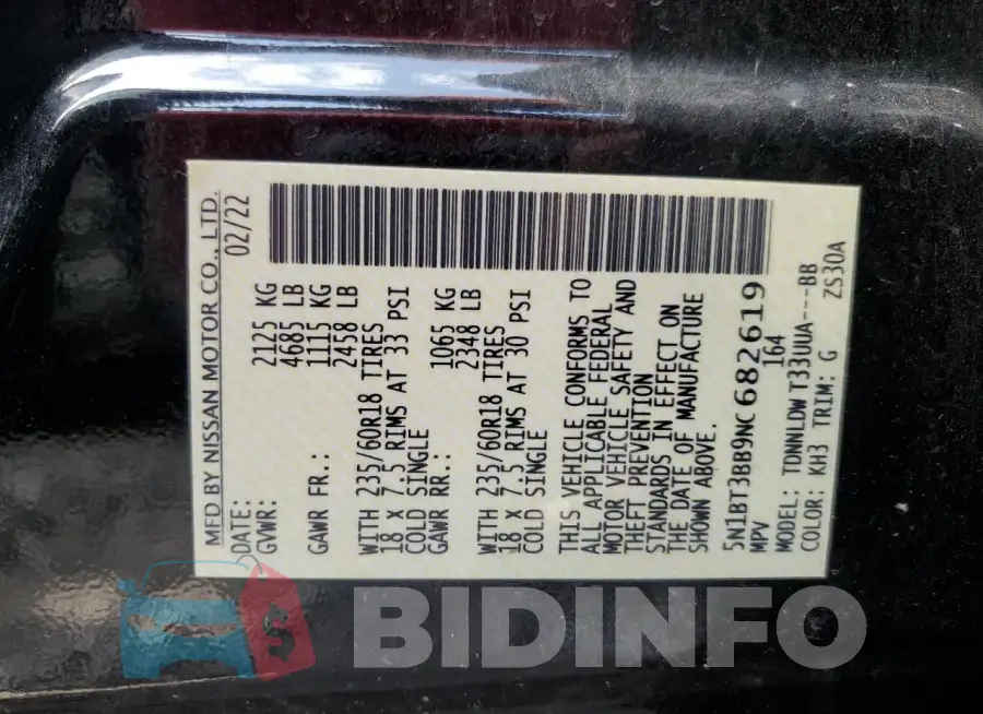 5N1BT3BB9NC682619 Photo# 13