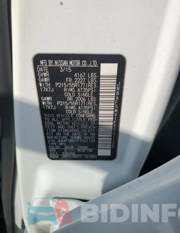 JN8AF5MV1FT561129 Photo# 13