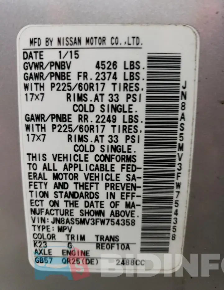 JN8AS5MV3FW754358 Photo# 13