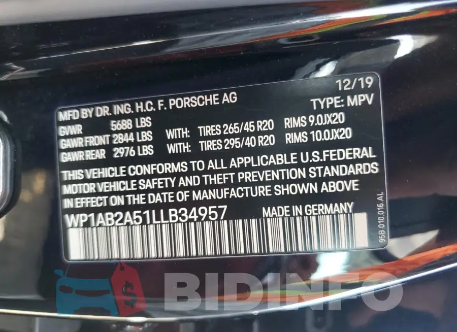 WP1AB2A51LLB34957 Photo# 13