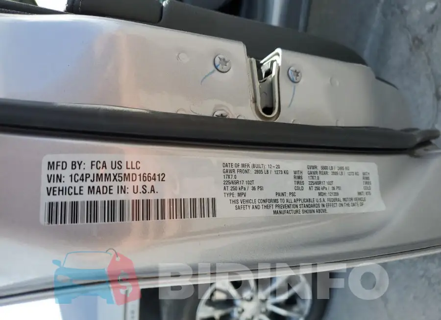 1C4PJMMX5MD166412 Photo# 14