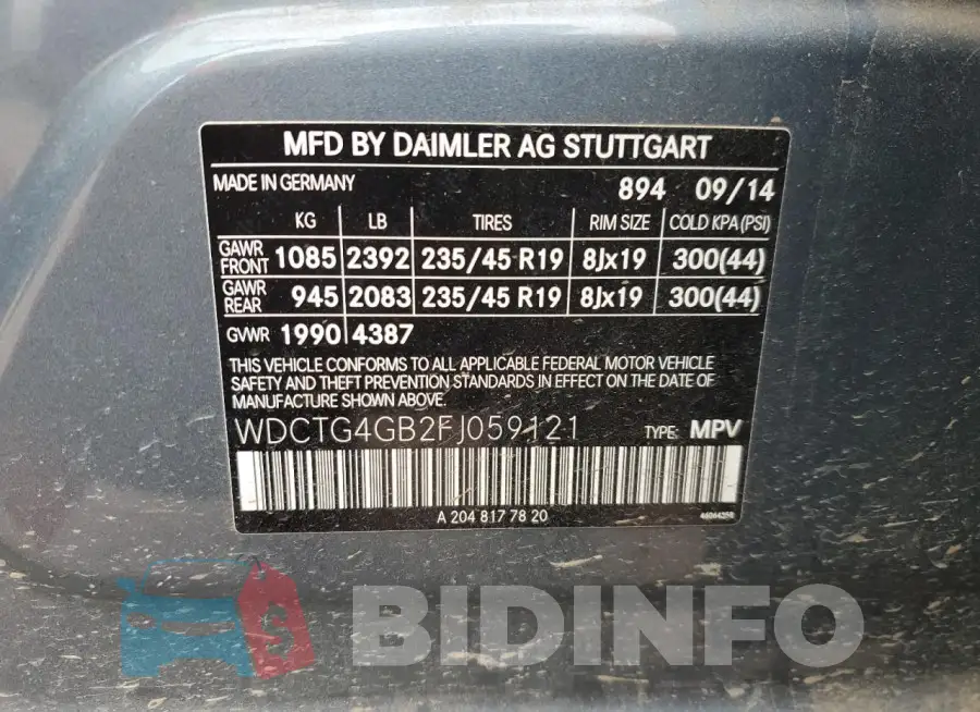 WDCTG4GB2FJ059121 Photo# 12