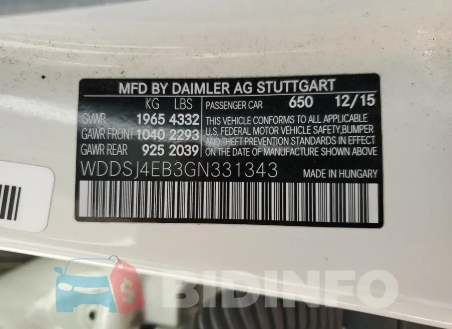WDDSJ4EB3GN331343 Photo# 12