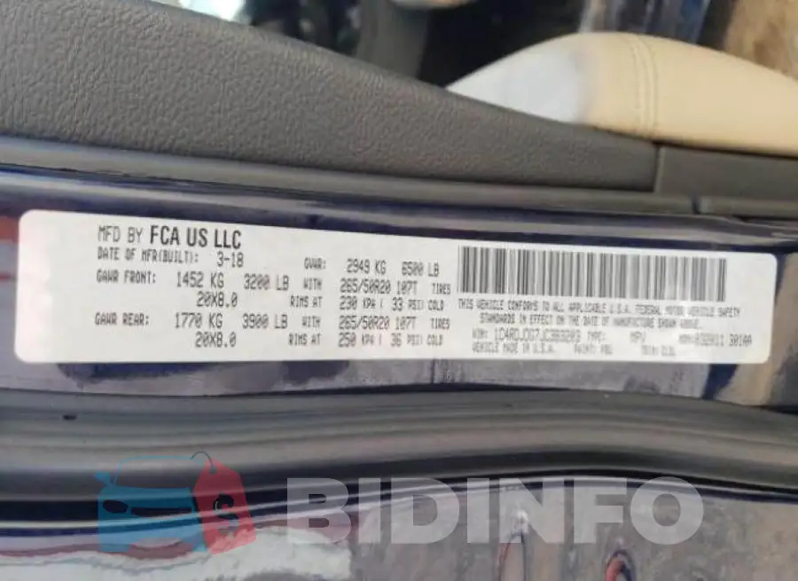 1C4RDJDG7JC383203 Photo# 13