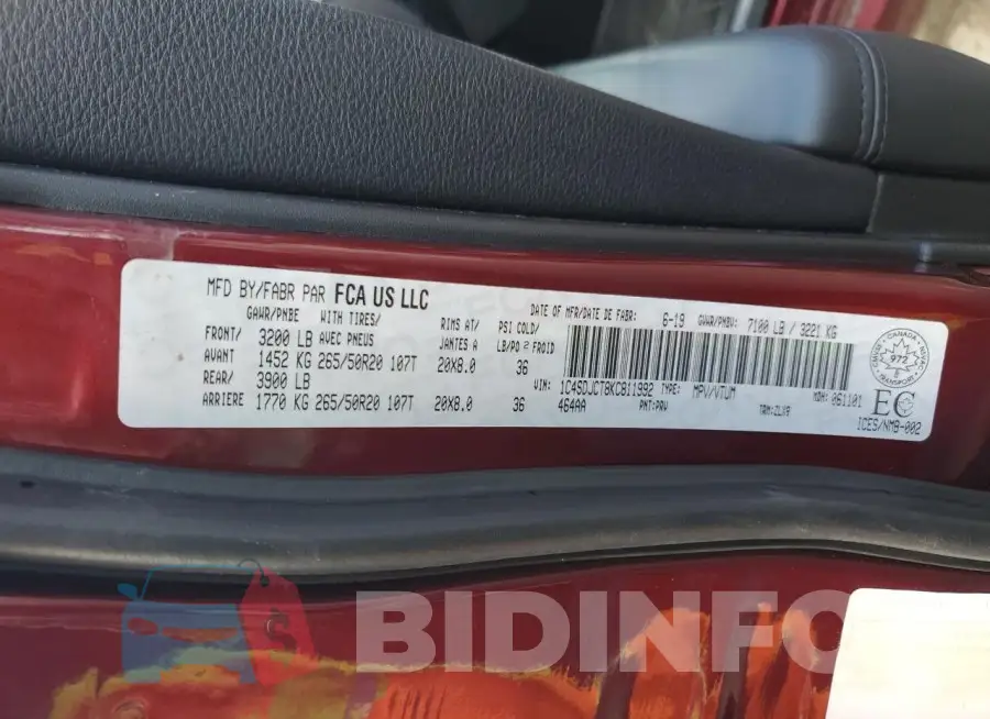 1C4SDJCT8KC811992 Photo# 13